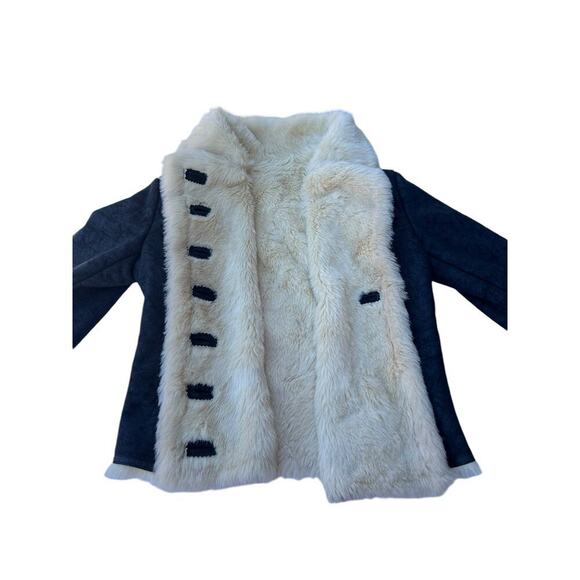 GUESS Jeans Los Angeles Faux Fur / Leather - Suede Aviator Style Jacket Y2K - M - Picture 4 of 9